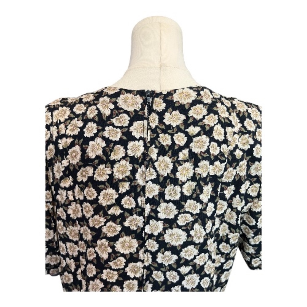 🖤🤍 EUC ALIX TAYLOR Black & White Floral Print Lace-Up Midi Dress | Sz 18 - Picture 6 of 9